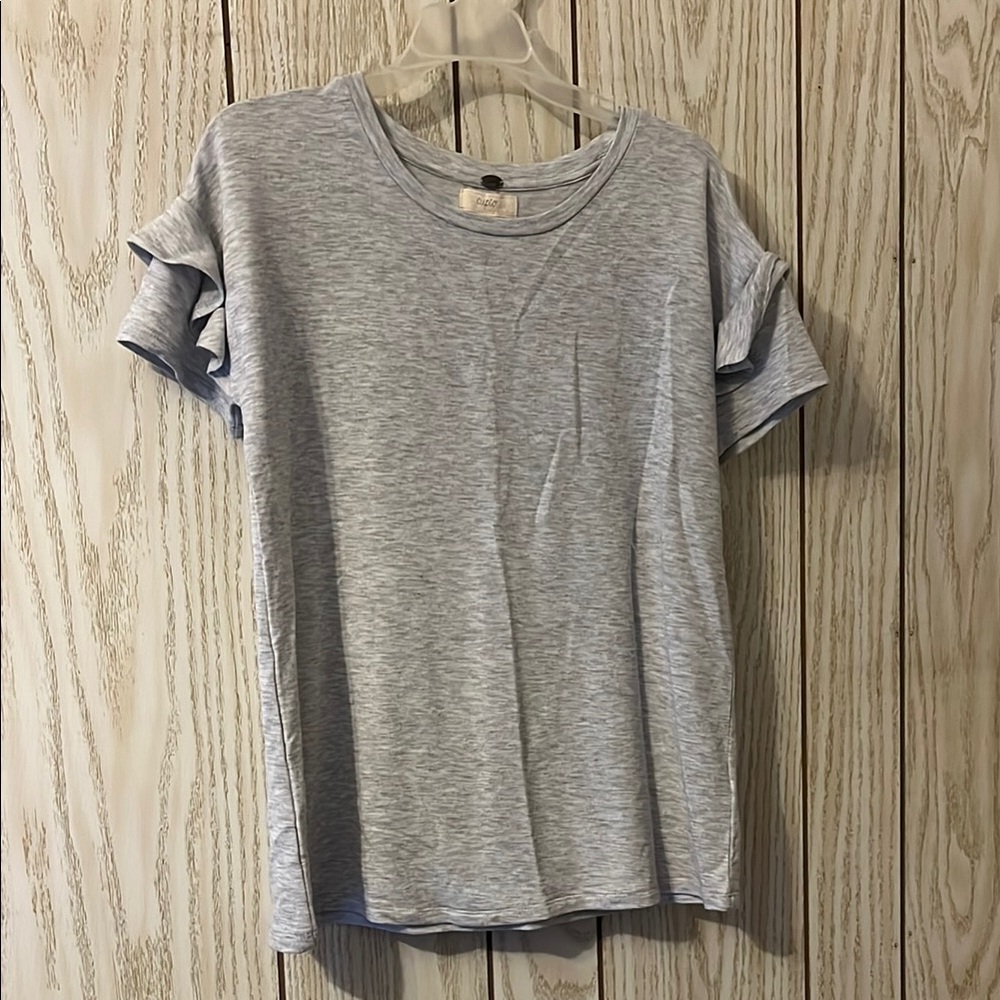 Gray Fitted Cuffed Sleeve T-Shirt